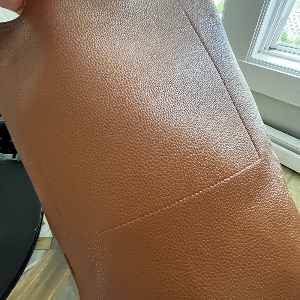 Brown Textured Faux Leather Bag